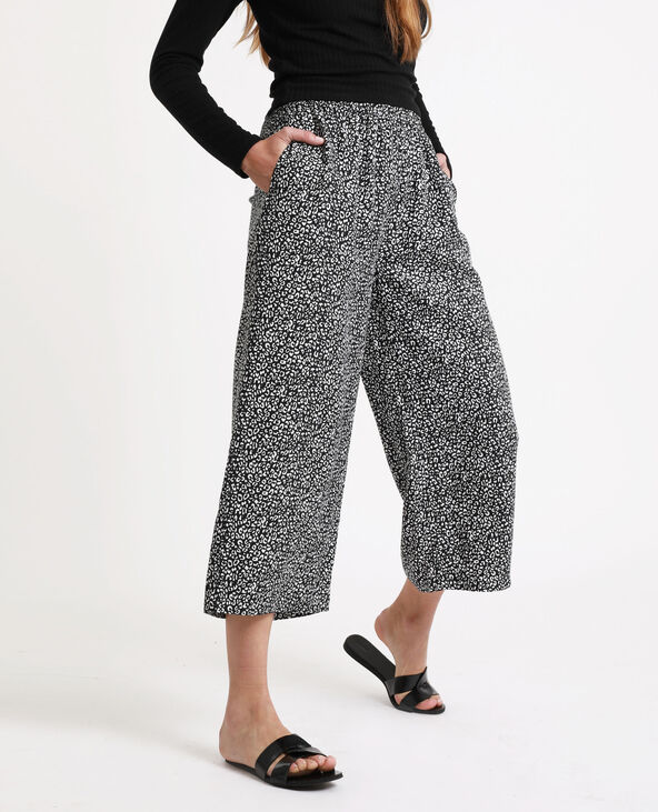 Pantalon fluide à imprimé blanc - Pimkie