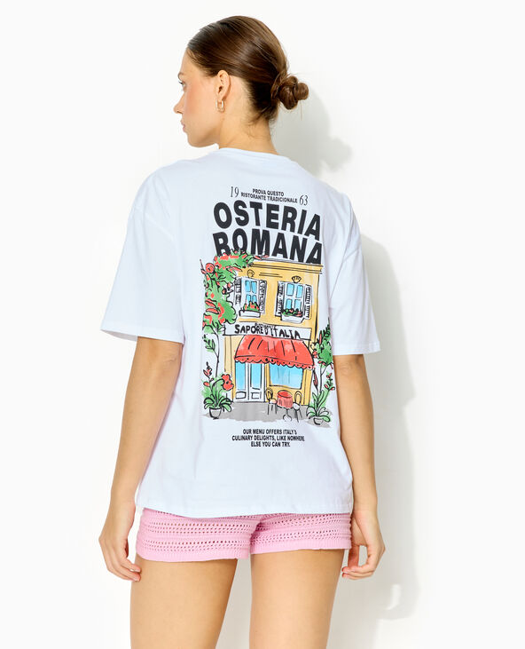 T-shirt oversize avec print poitrine et dos blanc - Pimkie