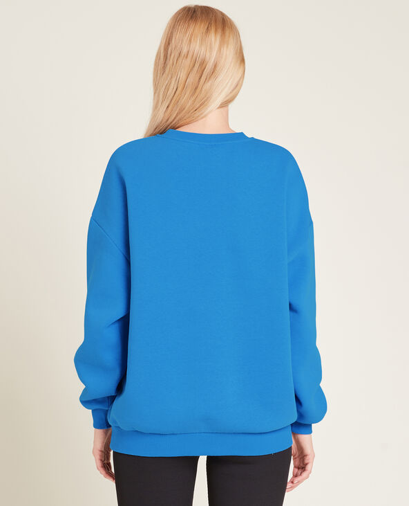 Sweat oversize col rond bleu électrique - Pimkie