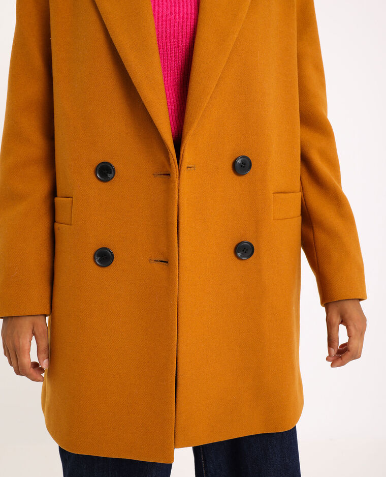 Manteau drap de laine moutarde - Pimkie
