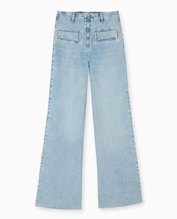 Jean droit taille haute fausses poches devant bleu - Pimkie