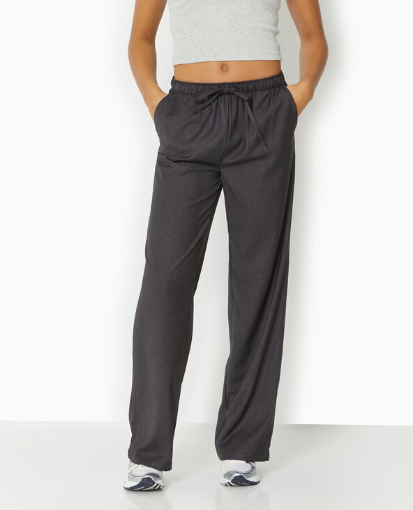Pantalon large et droit ceinture élastiquée marron - Pimkie