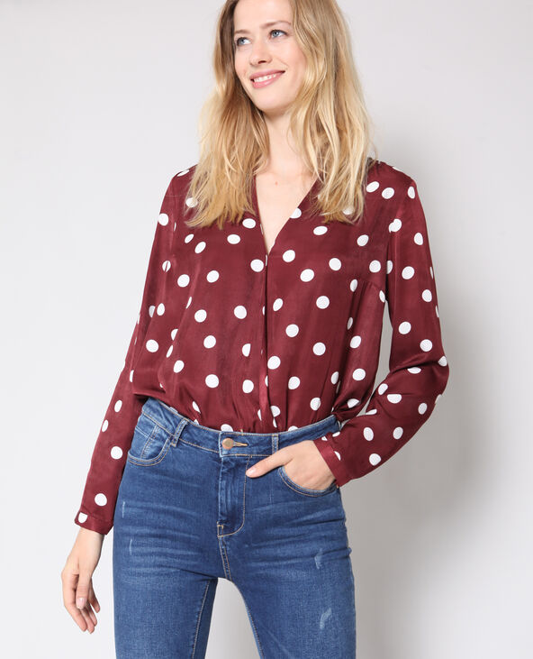 Blouse à pois bordeaux - Pimkie