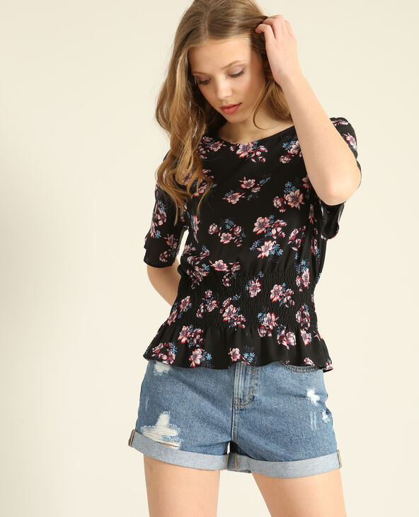 Blouse fluide à fleurs noir - Pimkie