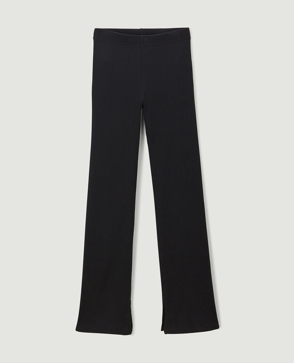 Pantalon flare en maille côtelée noir - Pimkie
