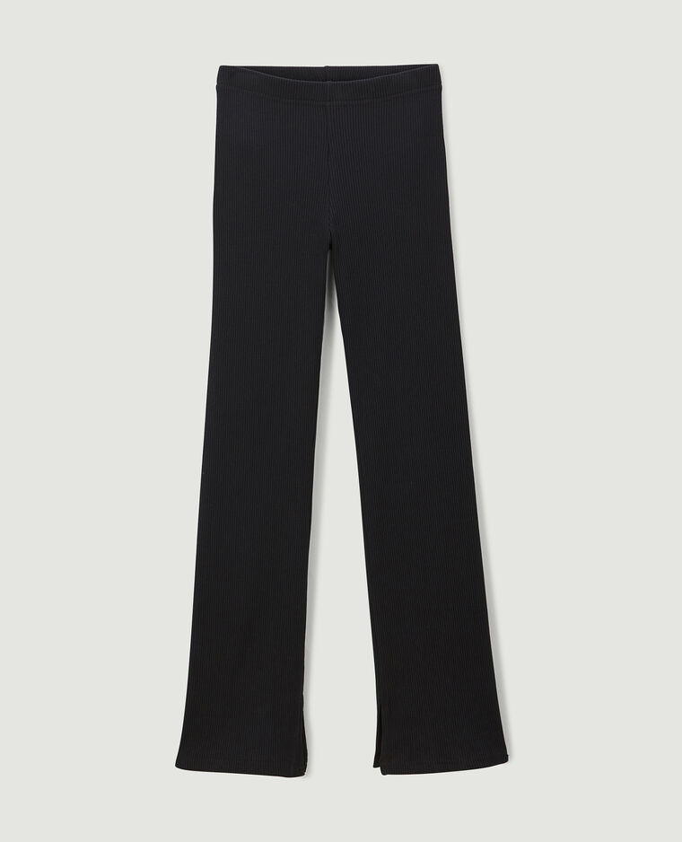 Pantalon flare en maille côtelée noir - Pimkie