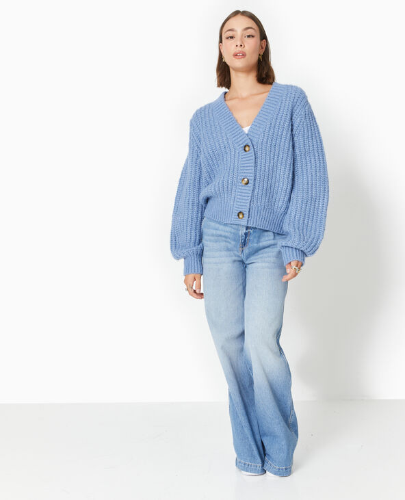 Gilet grosses mailles bleu - Pimkie