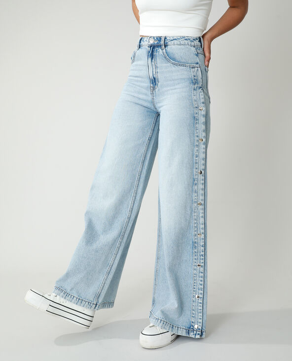 Jean wide leg high waist pressionné bleu clair - Pimkie