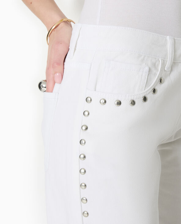 Jean straight taille basse avec clous blanc - Pimkie