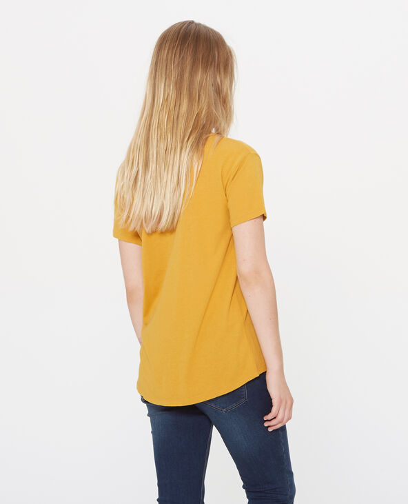 T-shirt brodé jaune ocre - Pimkie