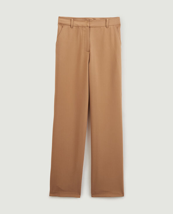 Pantalon large et droit taille haute camel - Pimkie