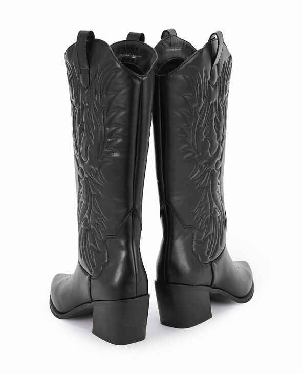 Bottes santiags avec dessins en surpiqûres noir - Pimkie