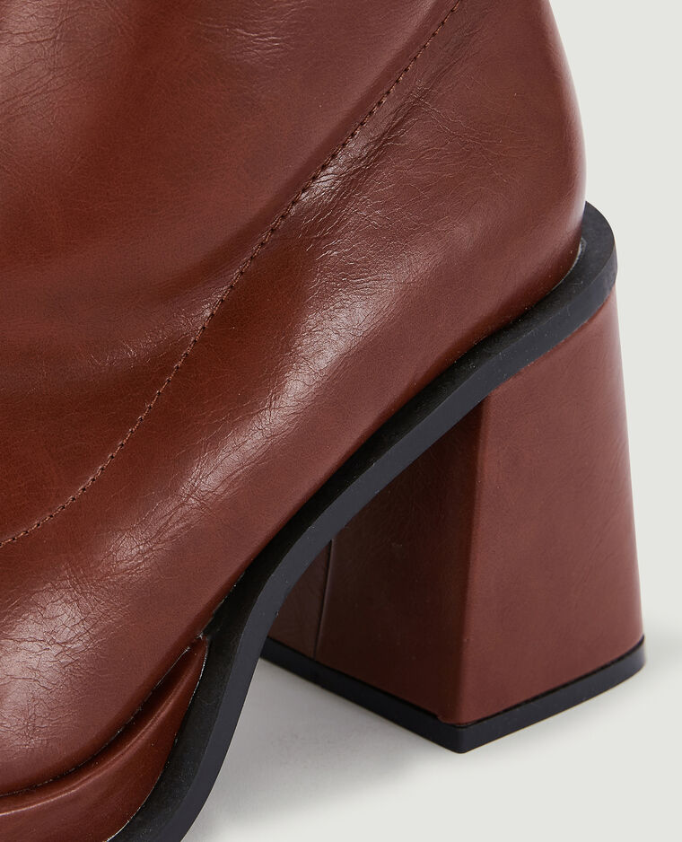 Bottes plateformes bouts carrés marron - Pimkie