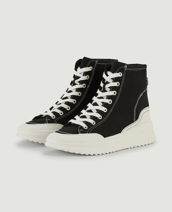 Baskets montantes en toile noir - Pimkie