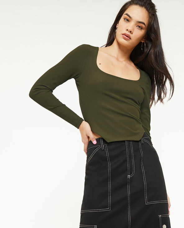 Top encolure carrée effet corset vert kaki - Pimkie