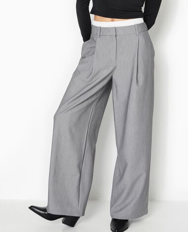 Pantalon large avec effet caleçon apparent gris - Pimkie