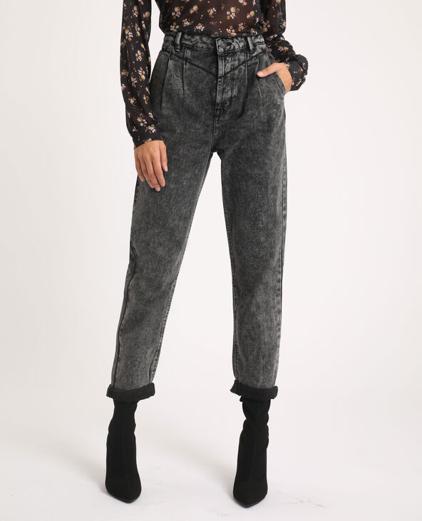 Jean mom acid wash gris foncé - Pimkie