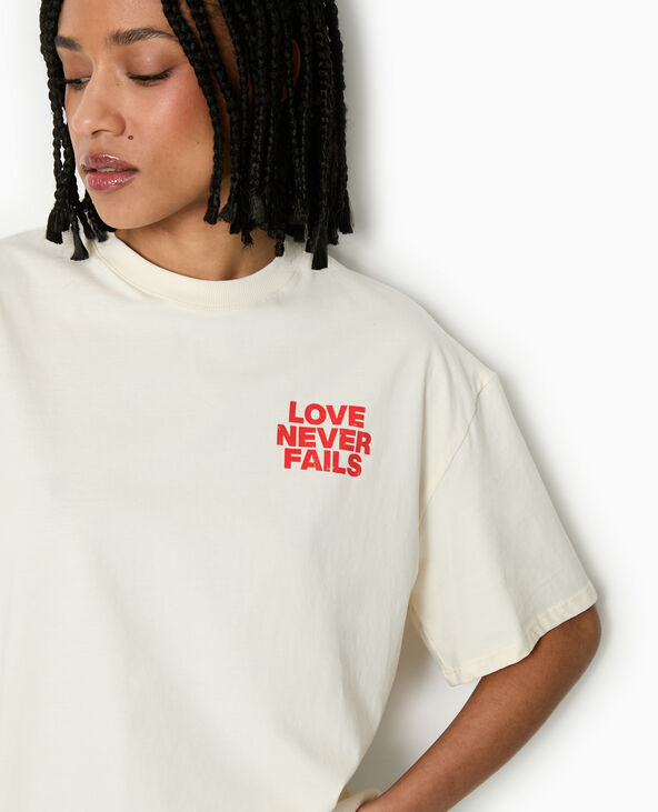 T-shirt oversize avec print poitrine et dos blanc - Pimkie