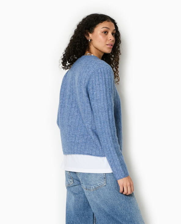 Gilet en maille côtes plates bleu - Pimkie