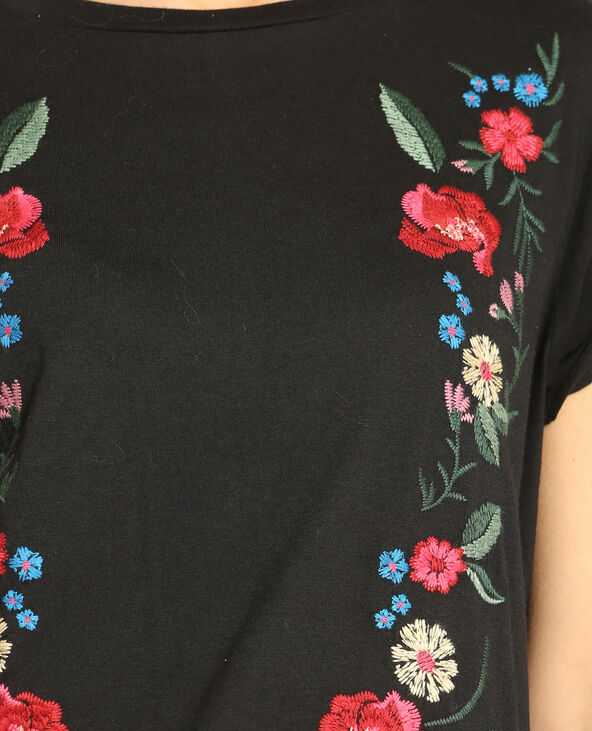 T-shirt brodé noir - Pimkie