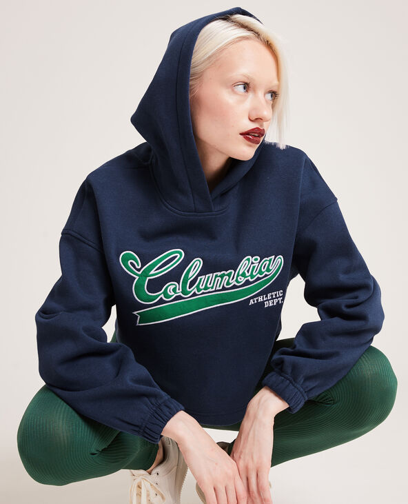 Sweat en molleton cropped bleu marine - Pimkie