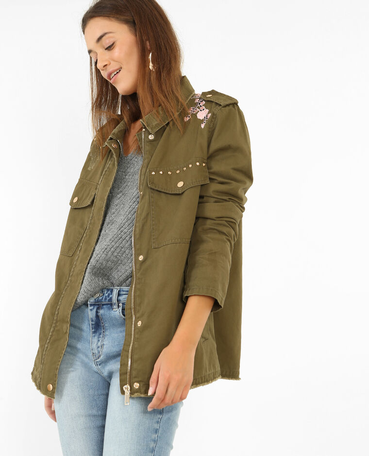 Veste brodée vert kaki - Pimkie