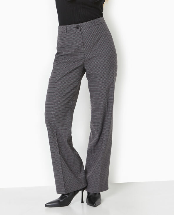 Pantalon droit city motif pied-de-poule gris - Pimkie