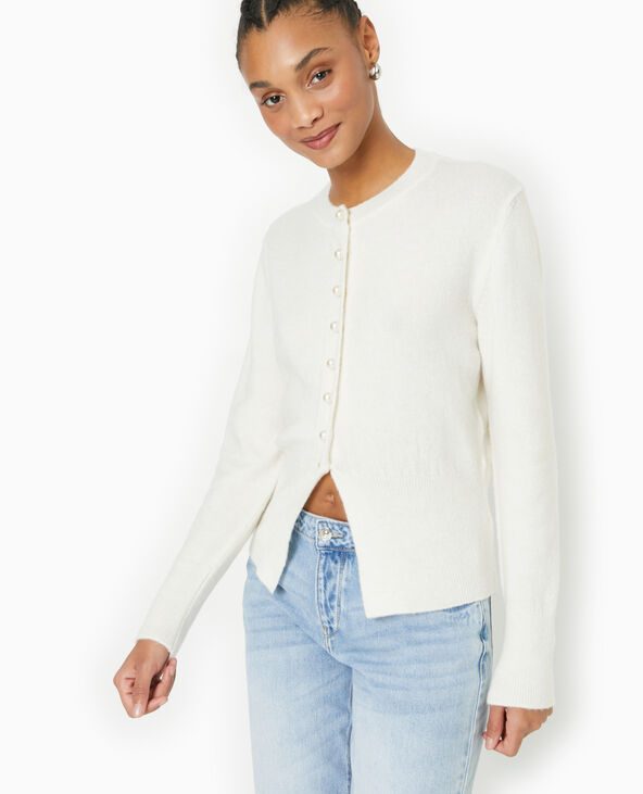 Gilet cintré avec boutons perles blanc - Pimkie