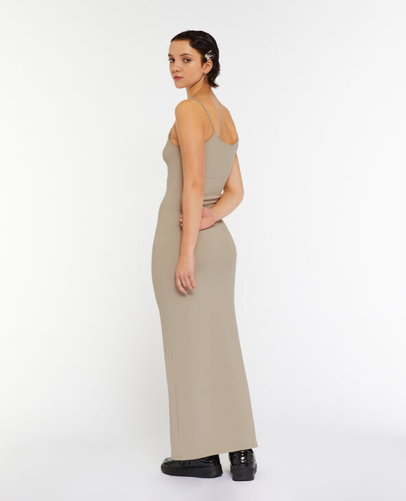 Robe longue avec fines bretelles beige - Pimkie