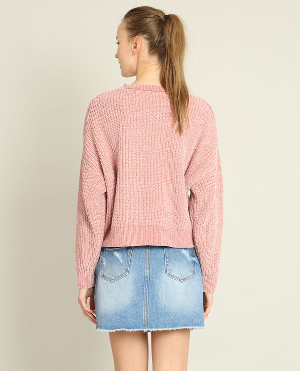 Pull en maille chenille vieux rose - Pimkie