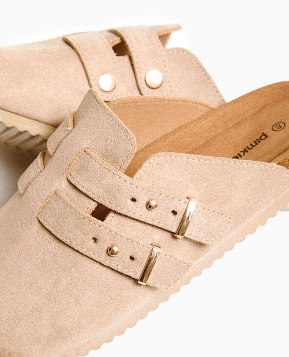 Mules sabots en suédine camel - Pimkie