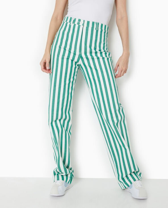 Pantalon droit taille haute avec rayures vert - Pimkie