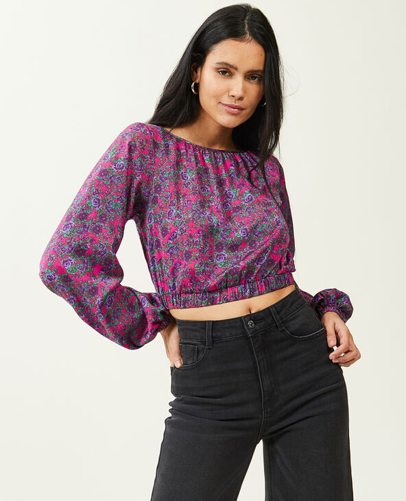 Blouse courte base et poignets élastiqués rose - Pimkie