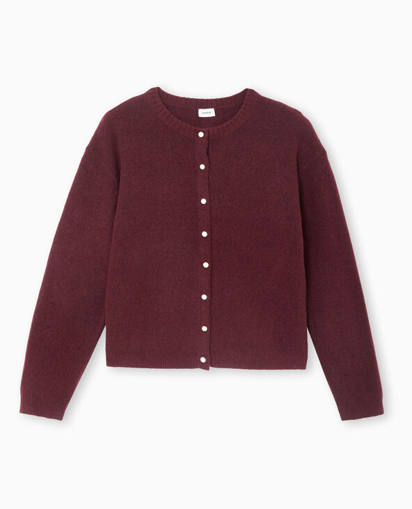 Gilet col rond avec boutons effet nacre violet - Pimkie