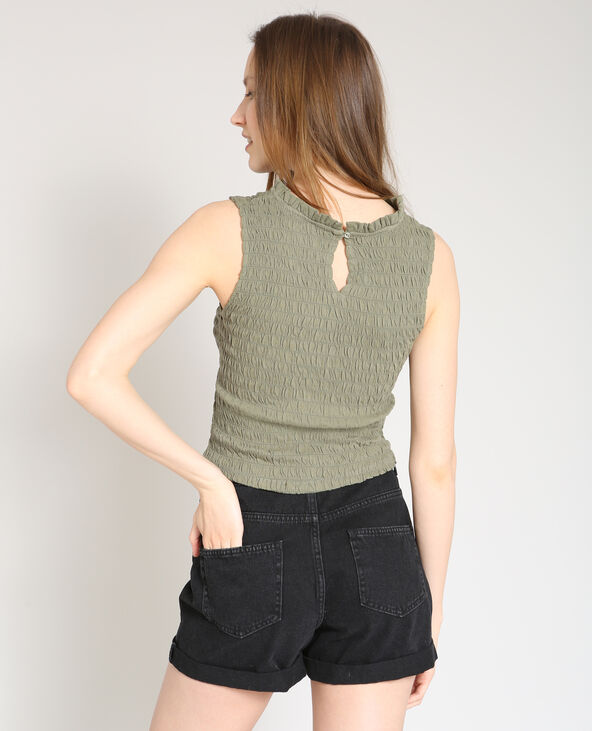 Crop top smocké vert de gris - Pimkie