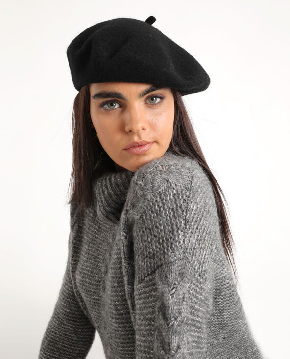 Béret en laine noir - Pimkie