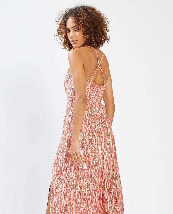 Robe longue motif feuillage orange - Pimkie