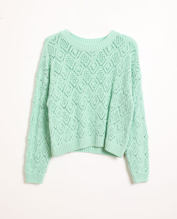 Pull en maille fantaisie vert clair - Pimkie