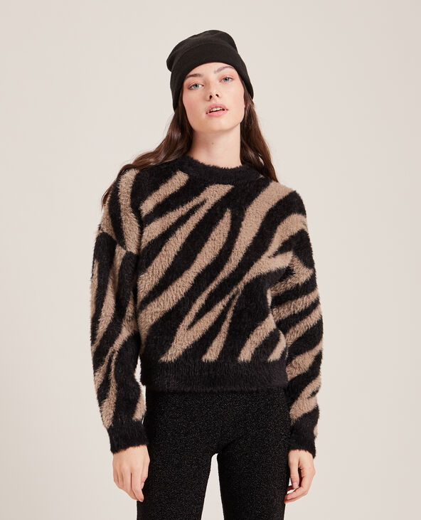Pull en maille poilue noir - Pimkie