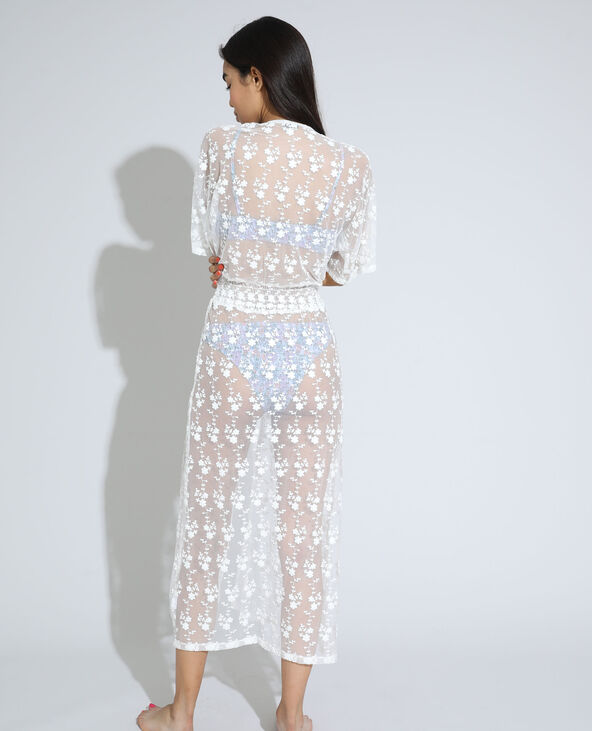 Robe longue transparente brodée blanc - Pimkie