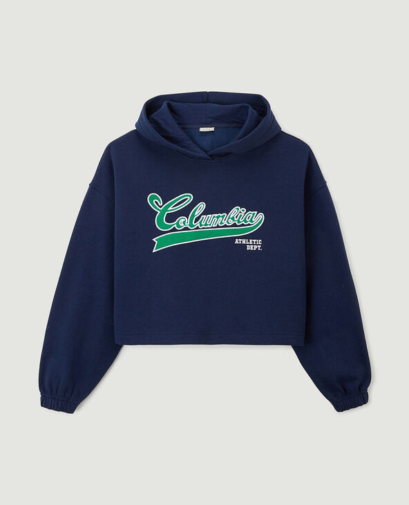 Sweat en molleton cropped bleu marine - Pimkie