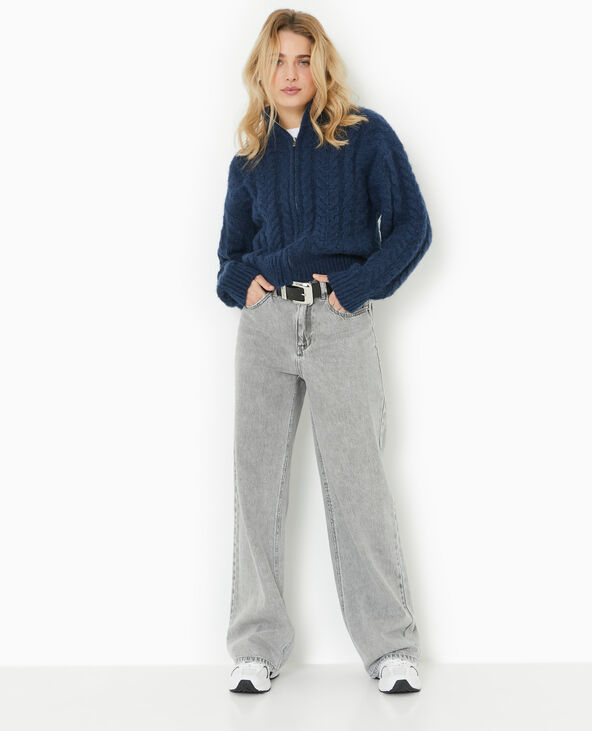 Gilet zippé en maille torsadée bleu marine - Pimkie