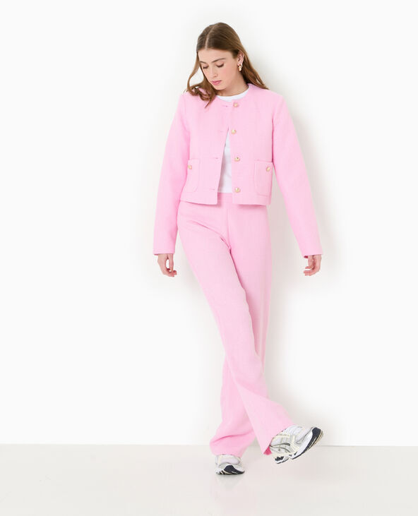 Pantalon droit en tweed rose - Pimkie