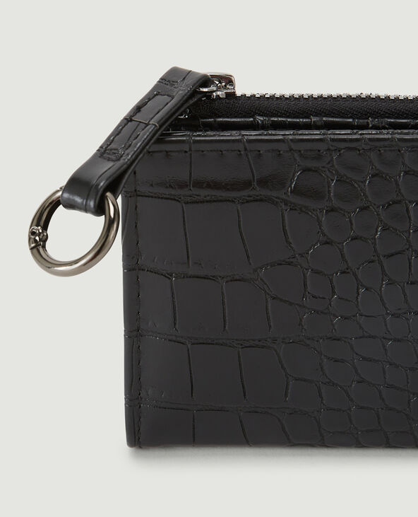 Porte-monnaie effet croco noir - Pimkie