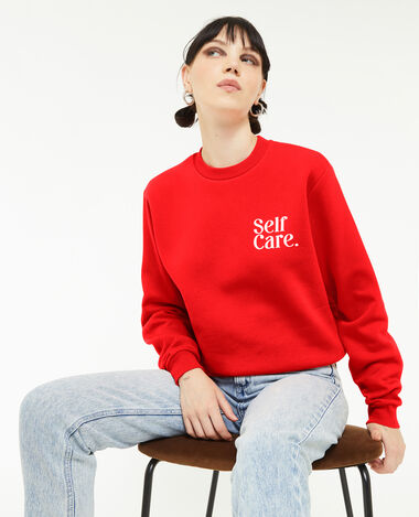 Sweat col rond avec print rouge - Pimkie