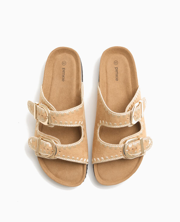 Mules à brides avec détails coutures camel - Pimkie