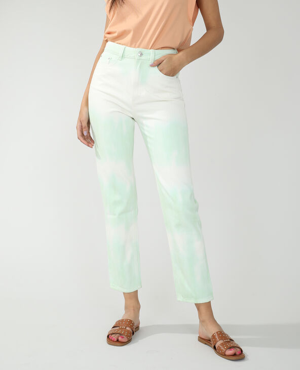 Jean straight high waist tie and dye jaune - Pimkie