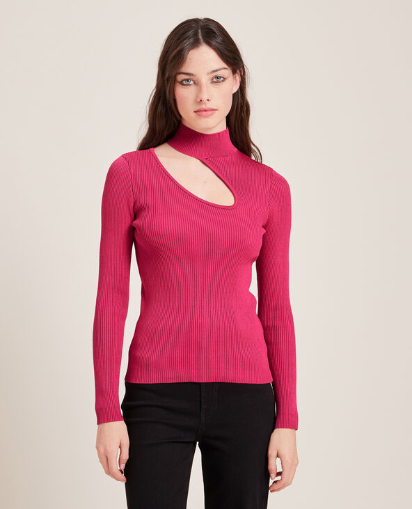 Top maille côtelée avec découpe rose fuchsia - Pimkie