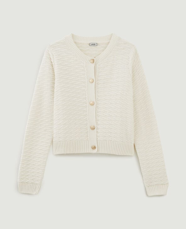 Gilet en maille reliéfée boutons marins blanc - Pimkie