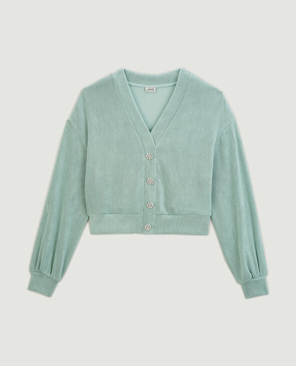 Pull effet gilet en maille côtelée vert - Pimkie